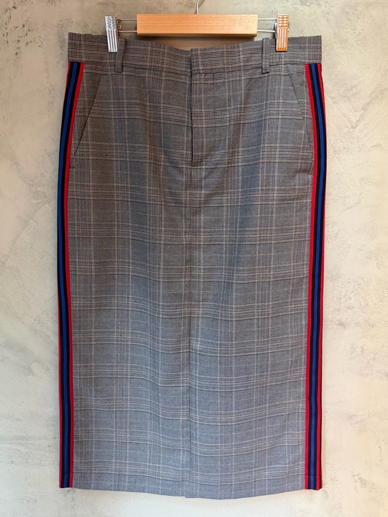Zara Dresses & Skirts - Zara Woman Grey Plaid Pencil Skirt with Red/Blue Side Stripe Sz M